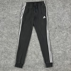 Adidas Track Pants Womens Size XS Black Jogger Athletic 3-Stripes Stretch Casual